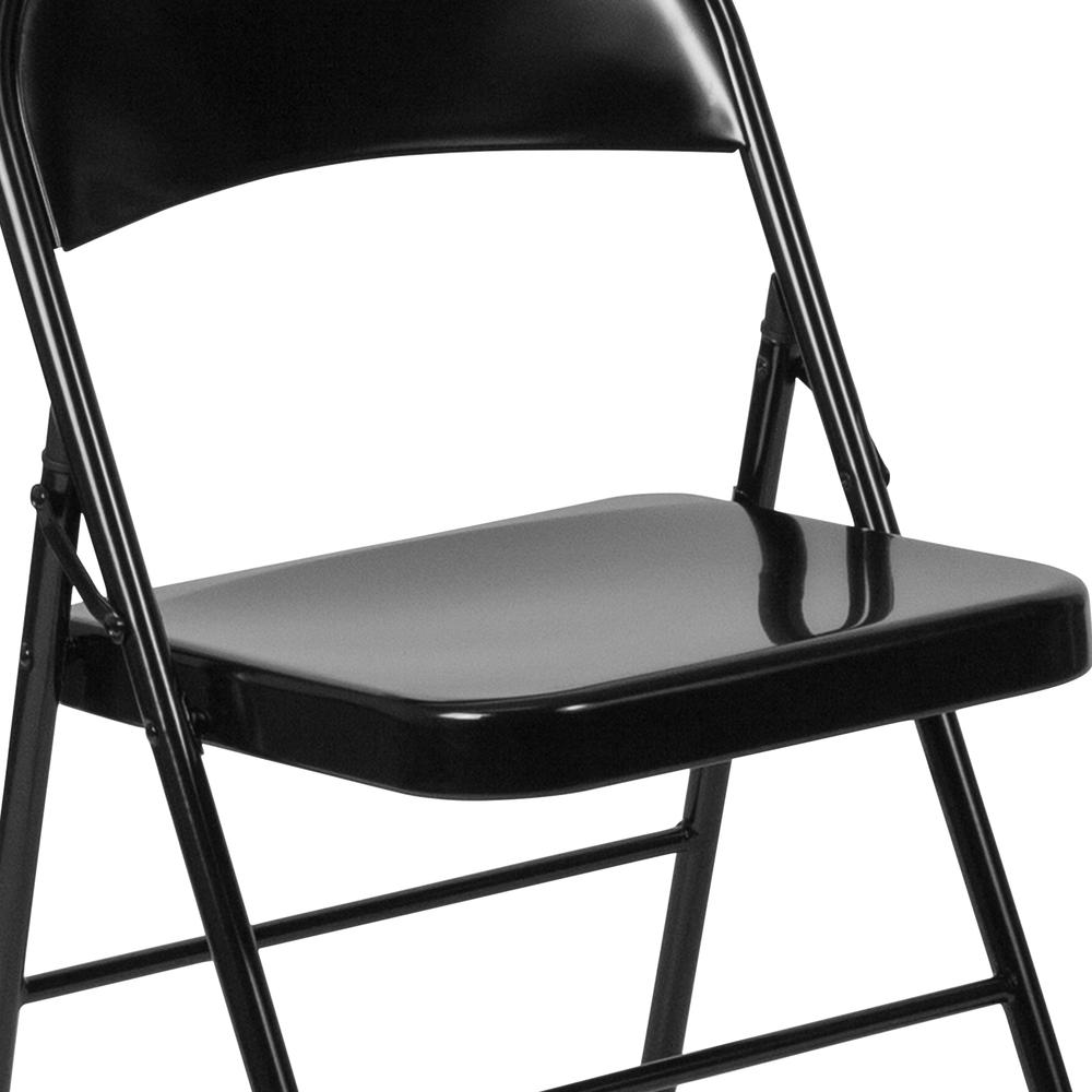 Double Braced Black Metal Folding Chair. Picture 16