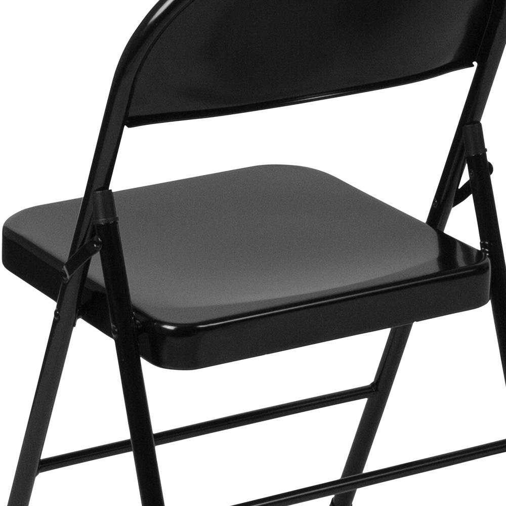 Double Braced Black Metal Folding Chair. Picture 17