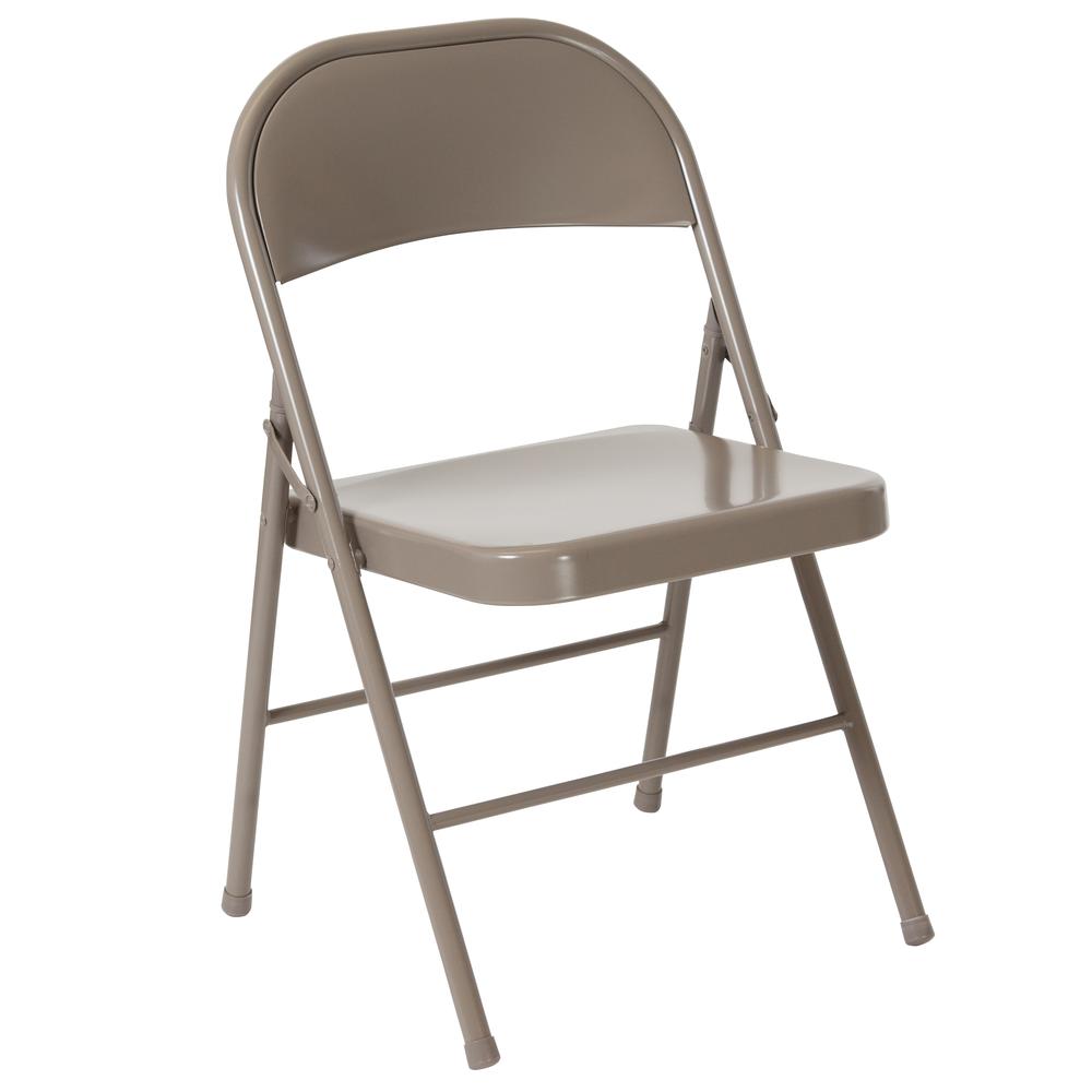 HERCULES Series Double Braced Gray Metal Folding Chair. Picture 1