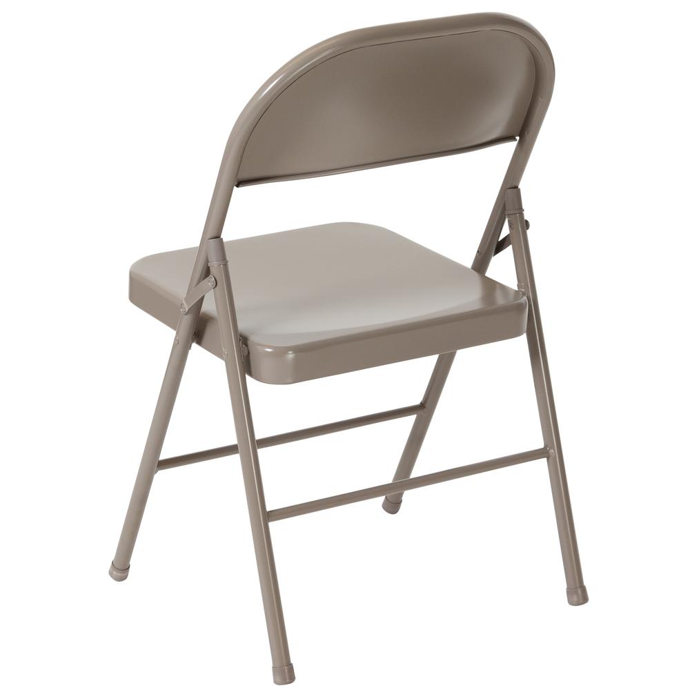 HERCULES Series Double Braced Gray Metal Folding Chair. Picture 4