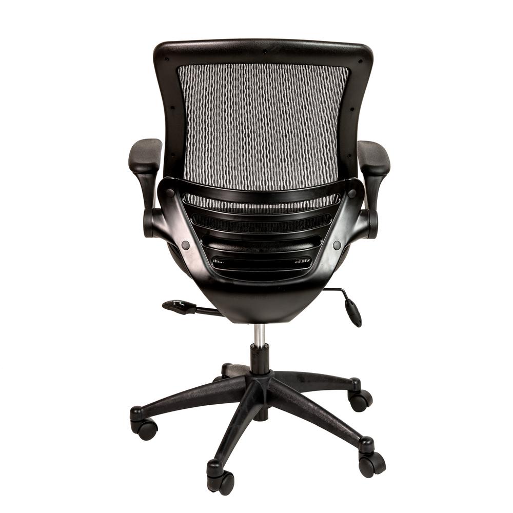 Mid-Back Transparent Black Mesh Executive Swivel Office Chair with Black Frame and Flip-Up Arms. Picture 8