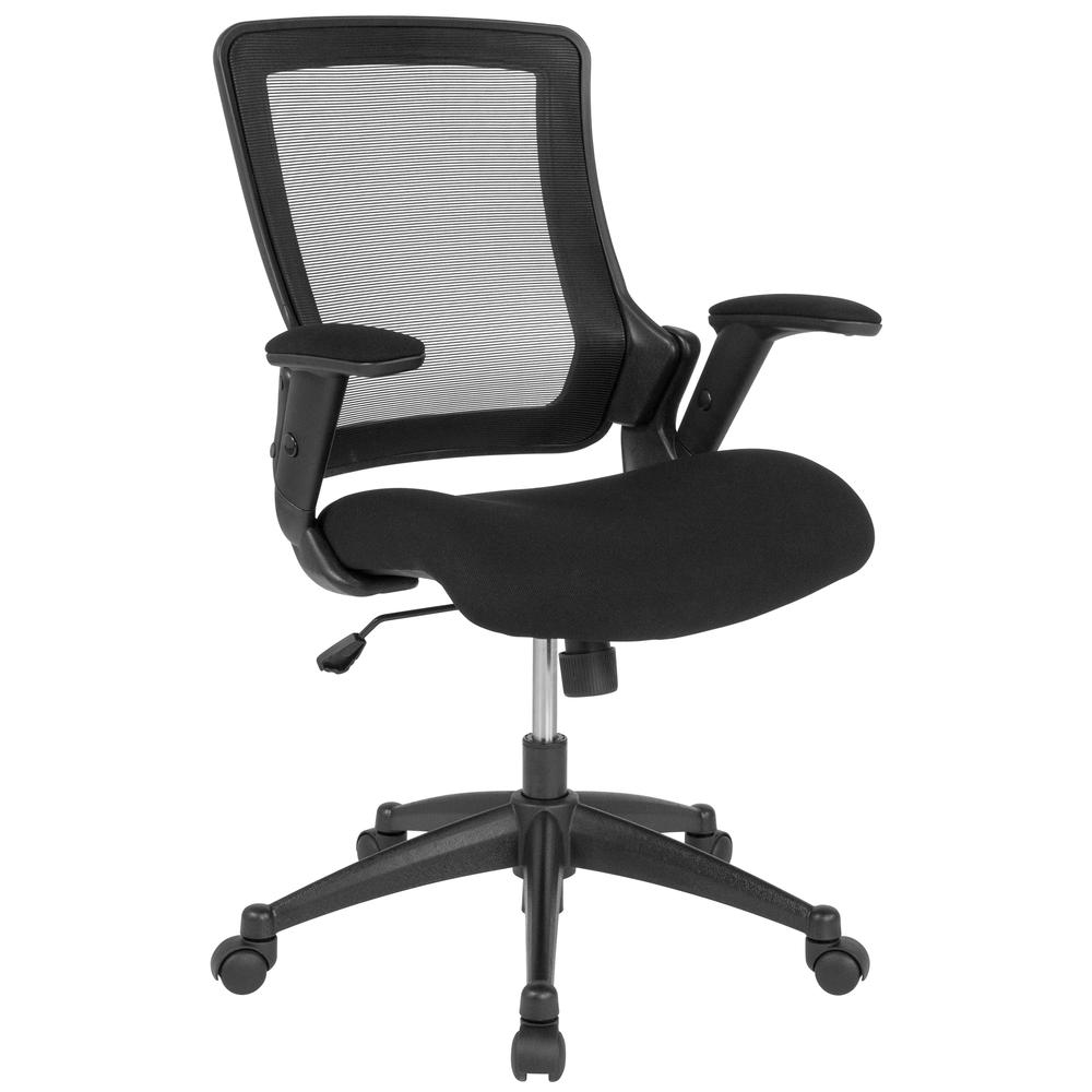 Mid-Back Black Mesh Executive Swivel Office Chair with Molded Foam Seat and Adjustable Arms. The main picture.