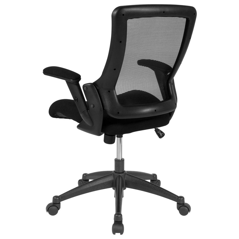 Mid-Back Black Mesh Executive Swivel Office Chair with Molded Foam Seat and Adjustable Arms. Picture 3