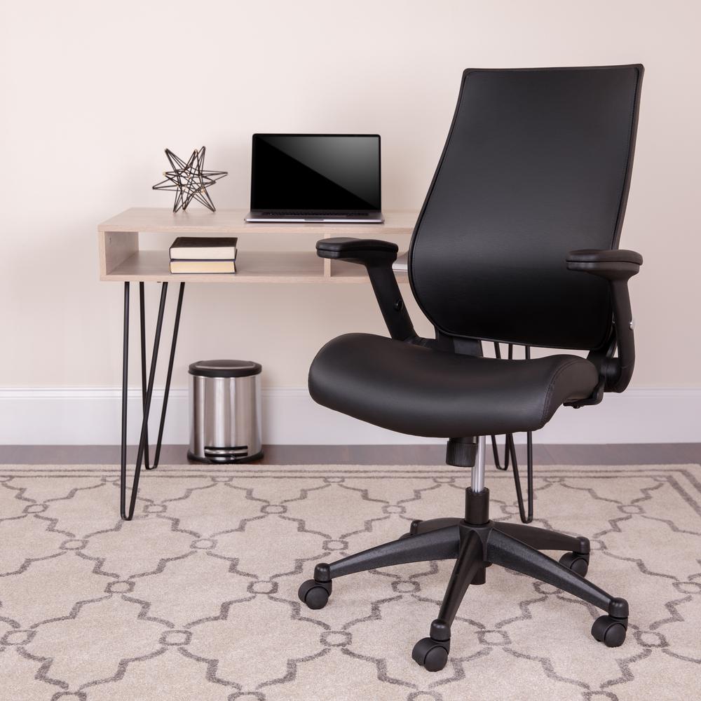 High Back Black LeatherSoft Executive Swivel Office Chair with Molded Foam Seat and Adjustable Arms. Picture 5
