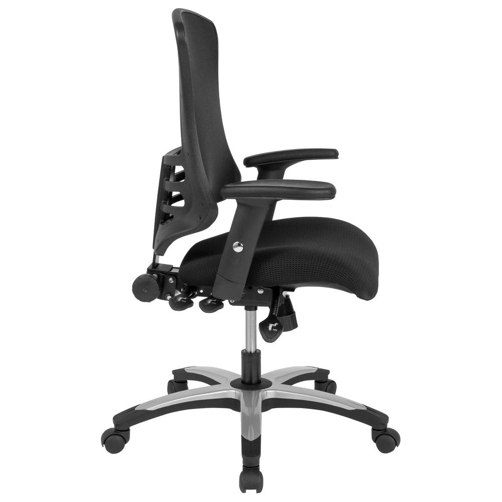 High Back Black Mesh Multifunction Executive Swivel Ergonomic Office Chair with Molded Foam Seat and Adjustable Arms. Picture 2
