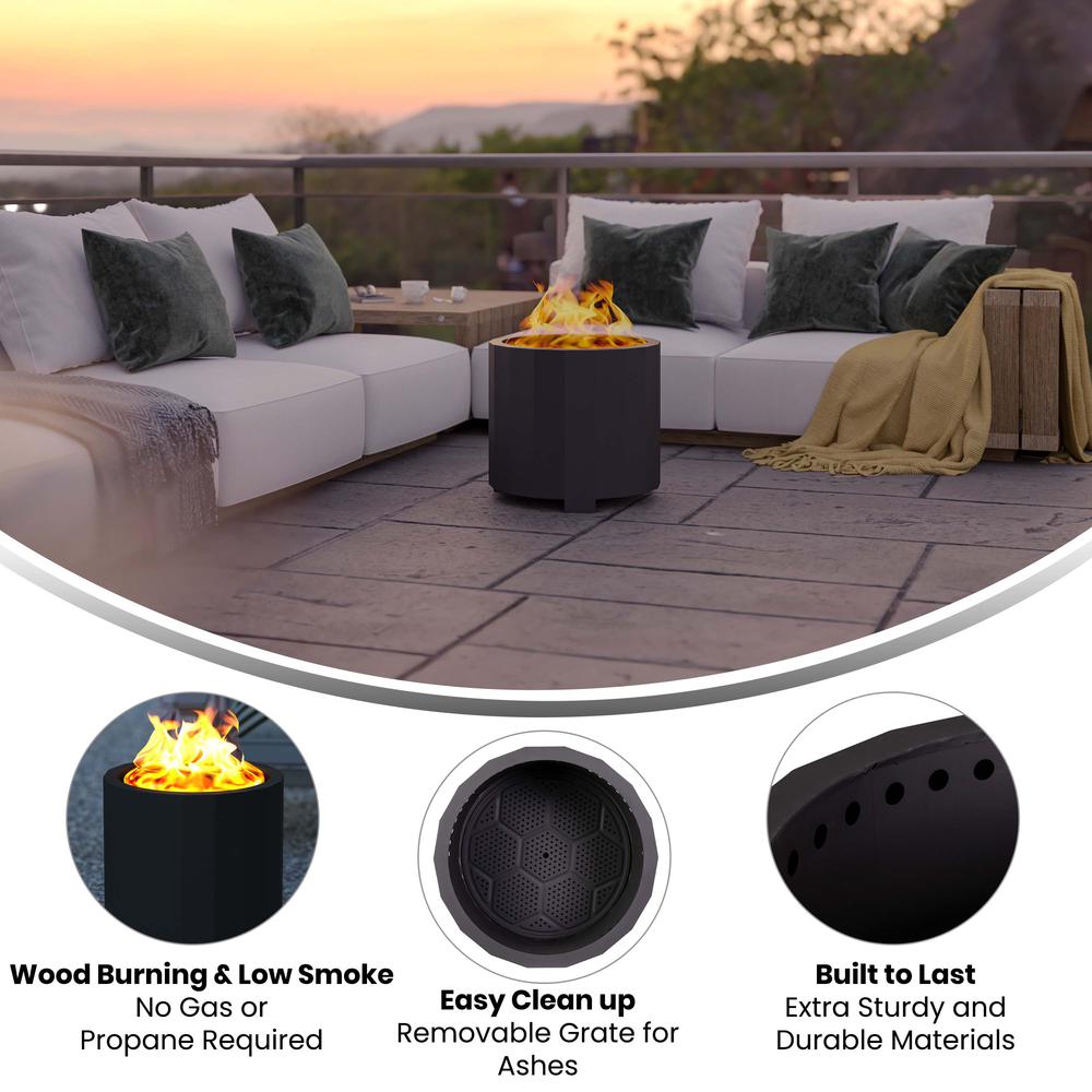 19.5 inch Smokeless Outdoor Firepit, Natural Wood, Black. Picture 4