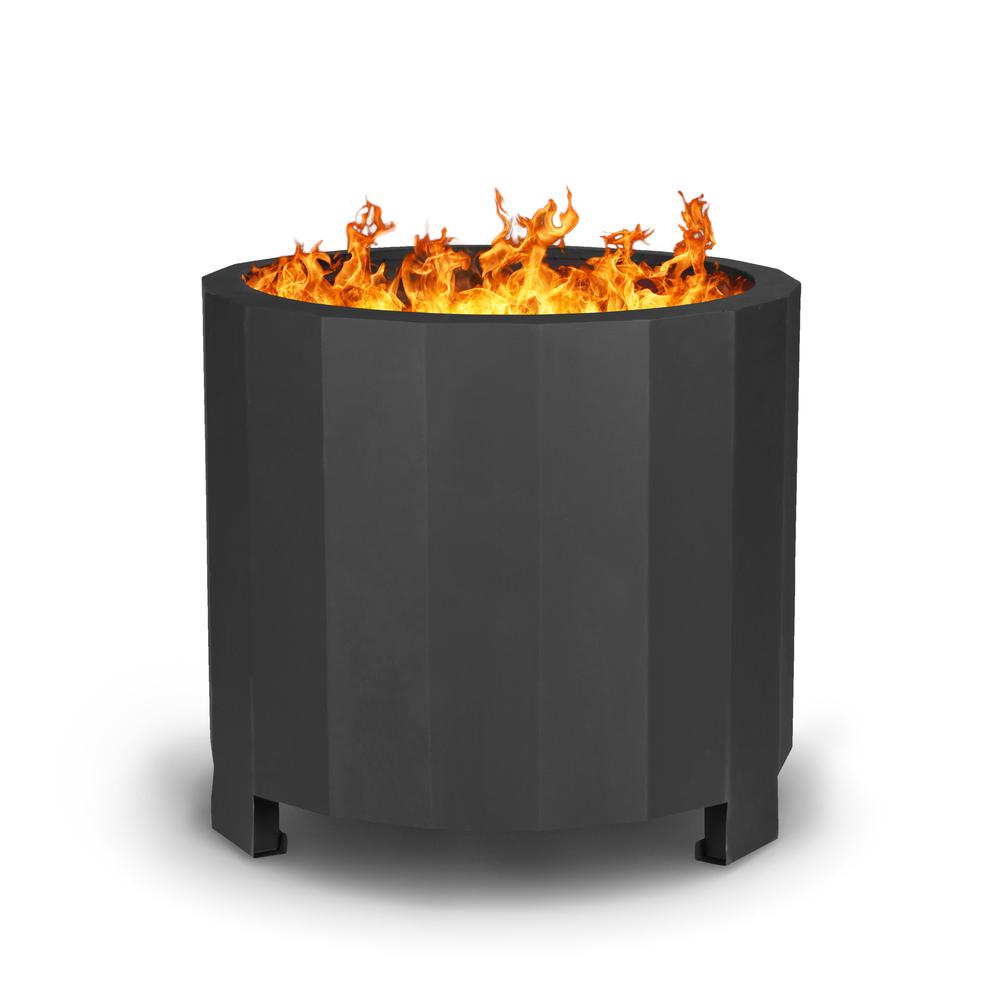 19.5 inch Smokeless Outdoor Firepit, Natural Wood, Black. Picture 14