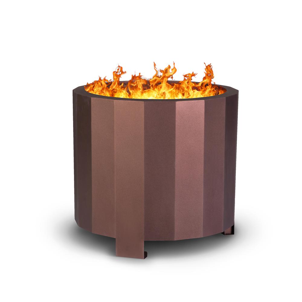 19.5 inch Smokeless Outdoor Firepit, Natural Wood, Bronze. Picture 13