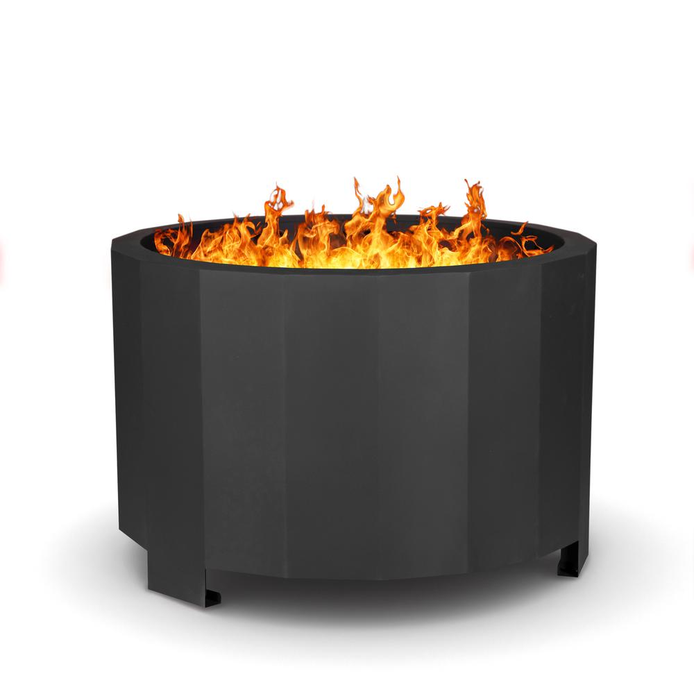 27 inch Smokeless Outdoor Firepit, Natural Wood, Black. Picture 14