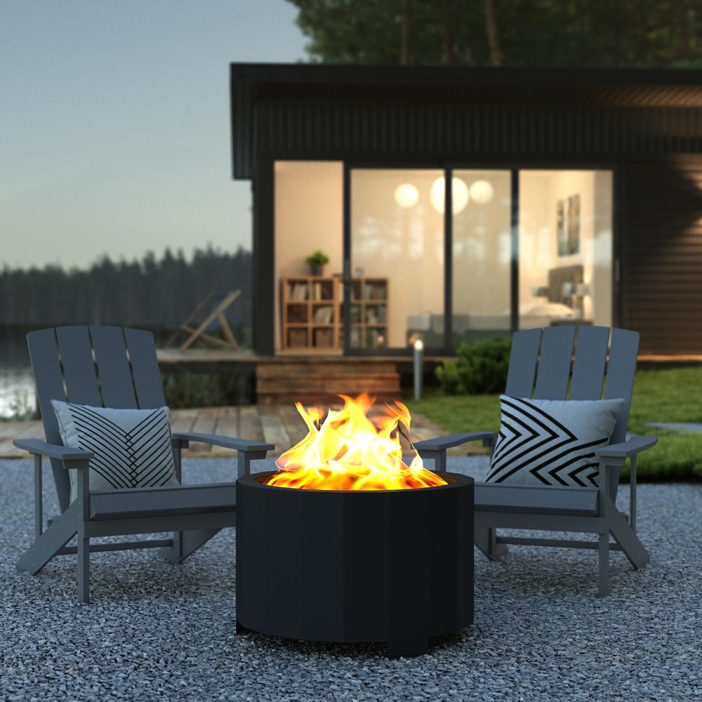 27 inch Smokeless Outdoor Firepit, Natural Wood, Black. Picture 7