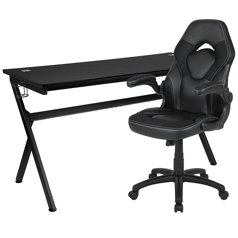 Gaming Desk and Black Racing Chair Set. Picture 2
