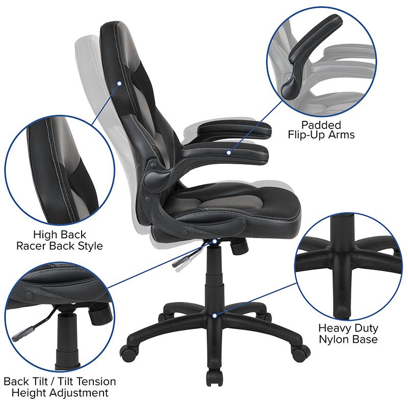 Red Gaming Desk and Black Racing Chair Set with Cup Holder and Headphone Hook. Picture 4
