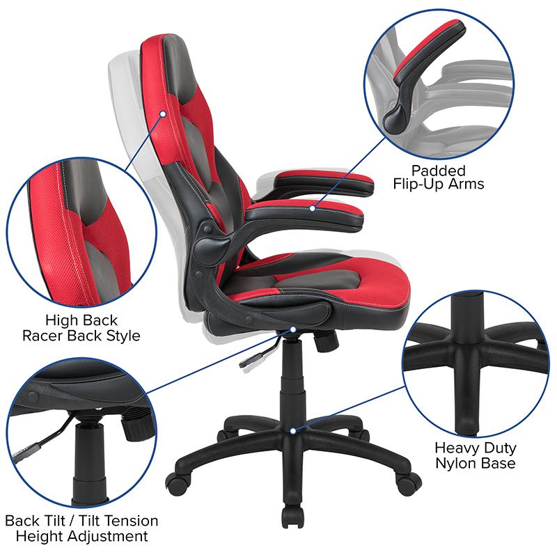 Red Gaming Desk and Red/Black Racing Chair Set. Picture 4