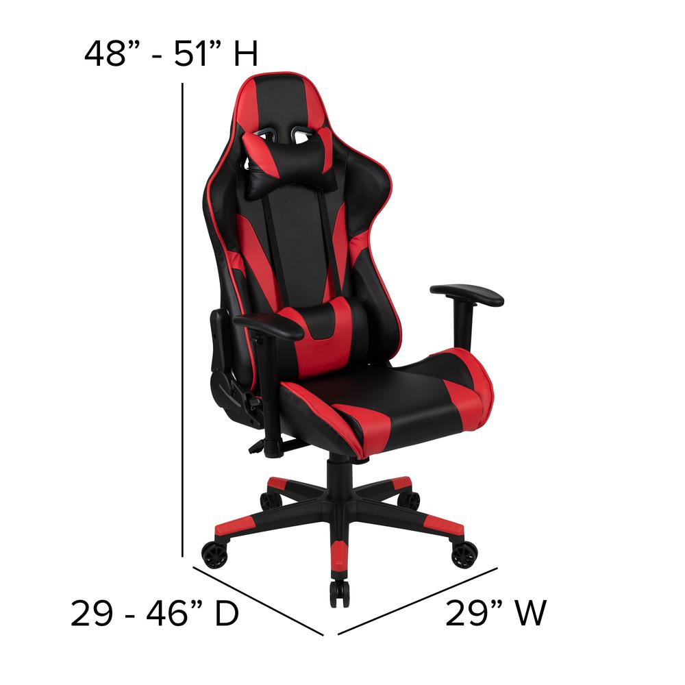 Gaming Desk and Red/Black Reclining Gaming Chair Set /Cup Holder/Headphone Hook/Removable Mouse Pad Top - Wire Management. Picture 6