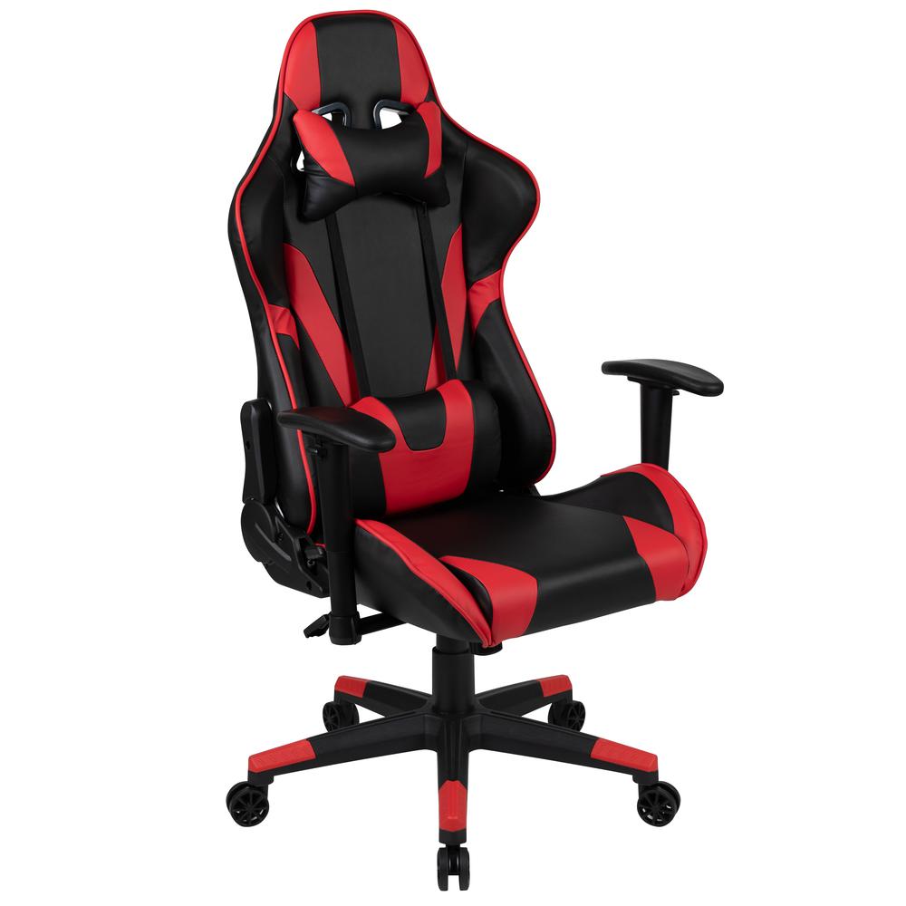 Gaming Desk and Red/Black Reclining Gaming Chair Set /Cup Holder/Headphone Hook/Removable Mouse Pad Top - Wire Management. Picture 9