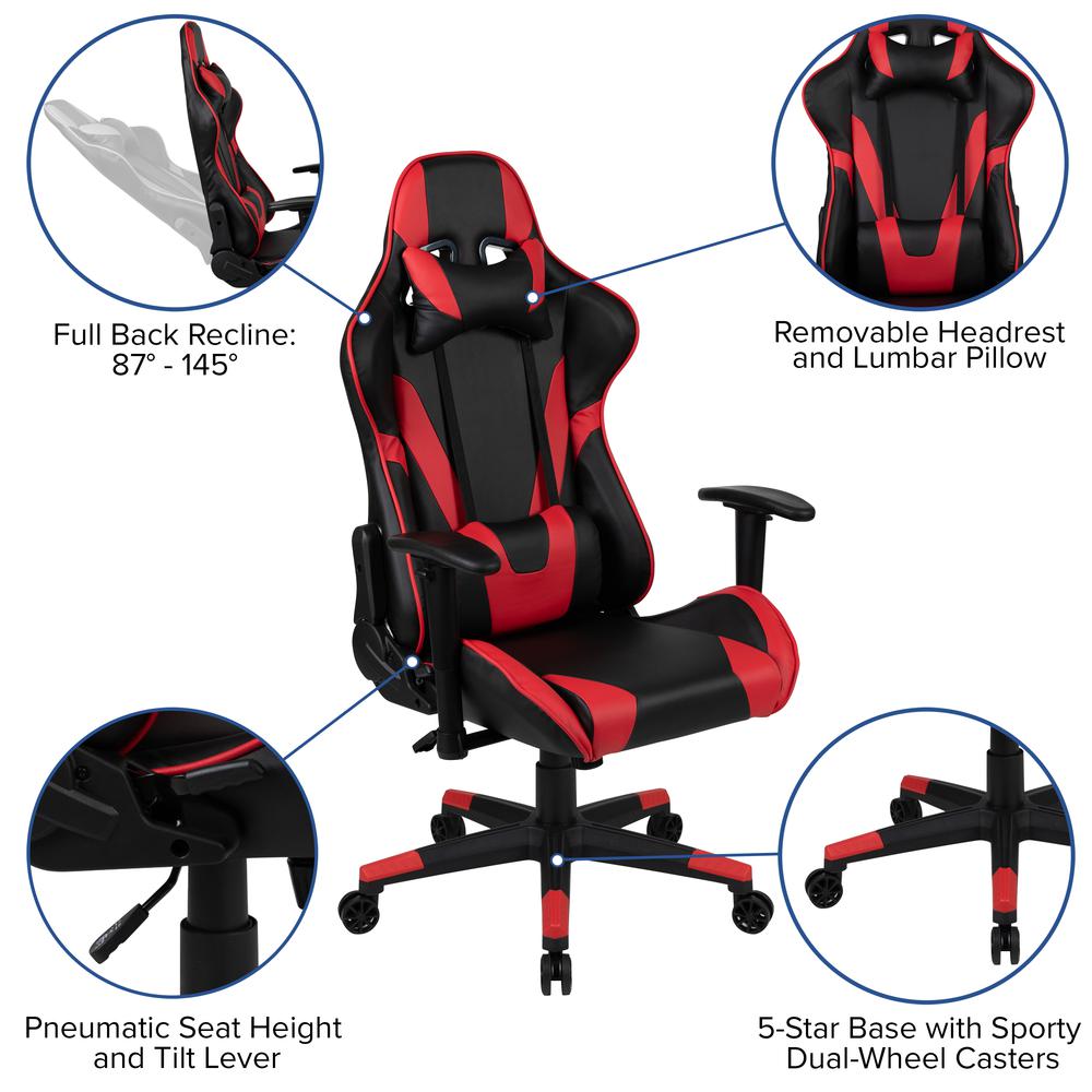 Black Gaming Desk and Red/Black Reclining Gaming Chair Set. Picture 4