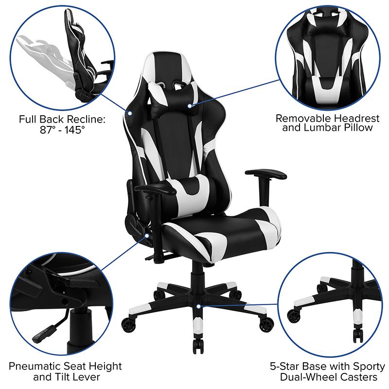 Red Gaming Desk and Black Reclining Gaming Chair Set. Picture 4