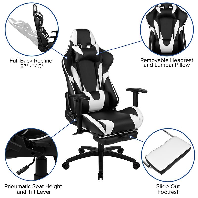 Red Gaming Desk and Black Footrest Reclining Gaming Chair Set. Picture 4