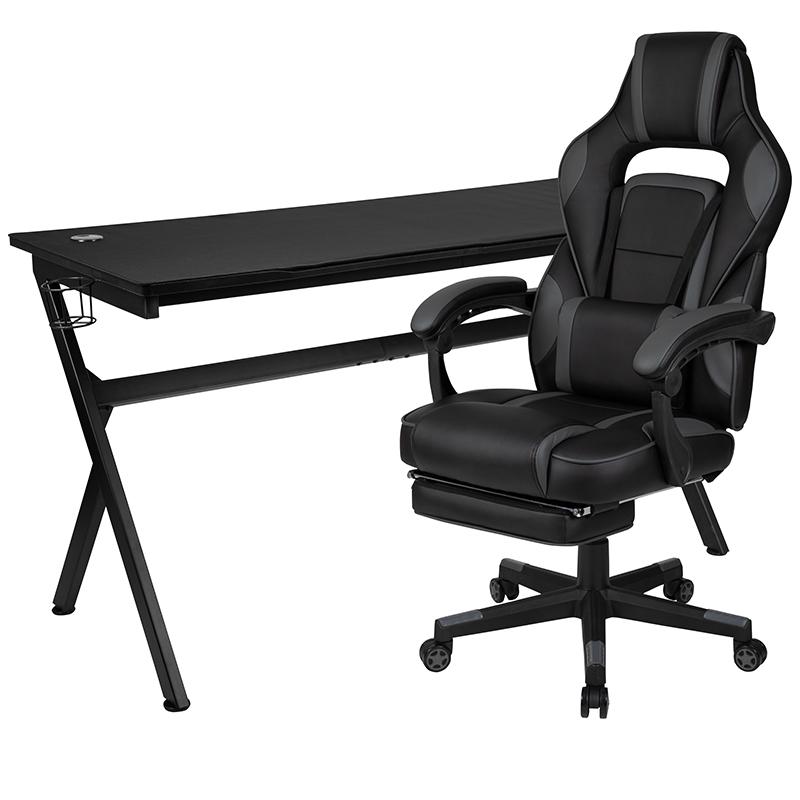 Gaming Desk/Headphone Hook/Removable Mousepad Top & Black Back/Arms Gaming Chair. Picture 2