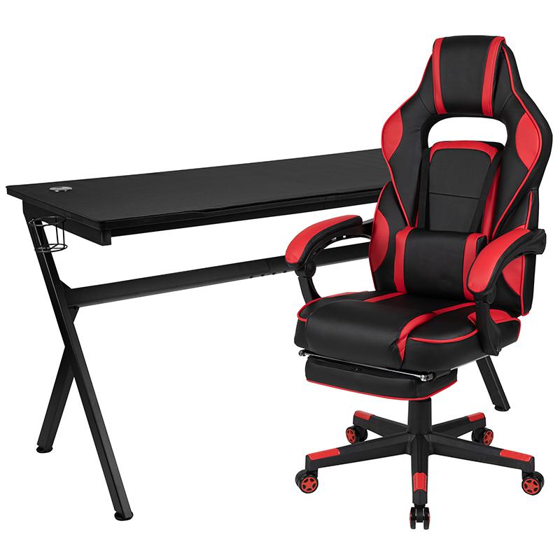 Gaming Desk/Headphone Hook/Removable Mousepad Top & Red Back/Arms Gaming Chair. Picture 2