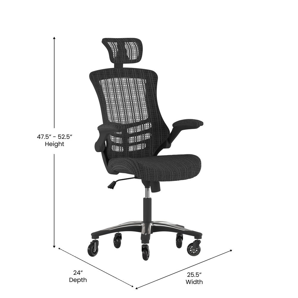 High-Back Black Mesh Swivel Executive Office Chair. Picture 5