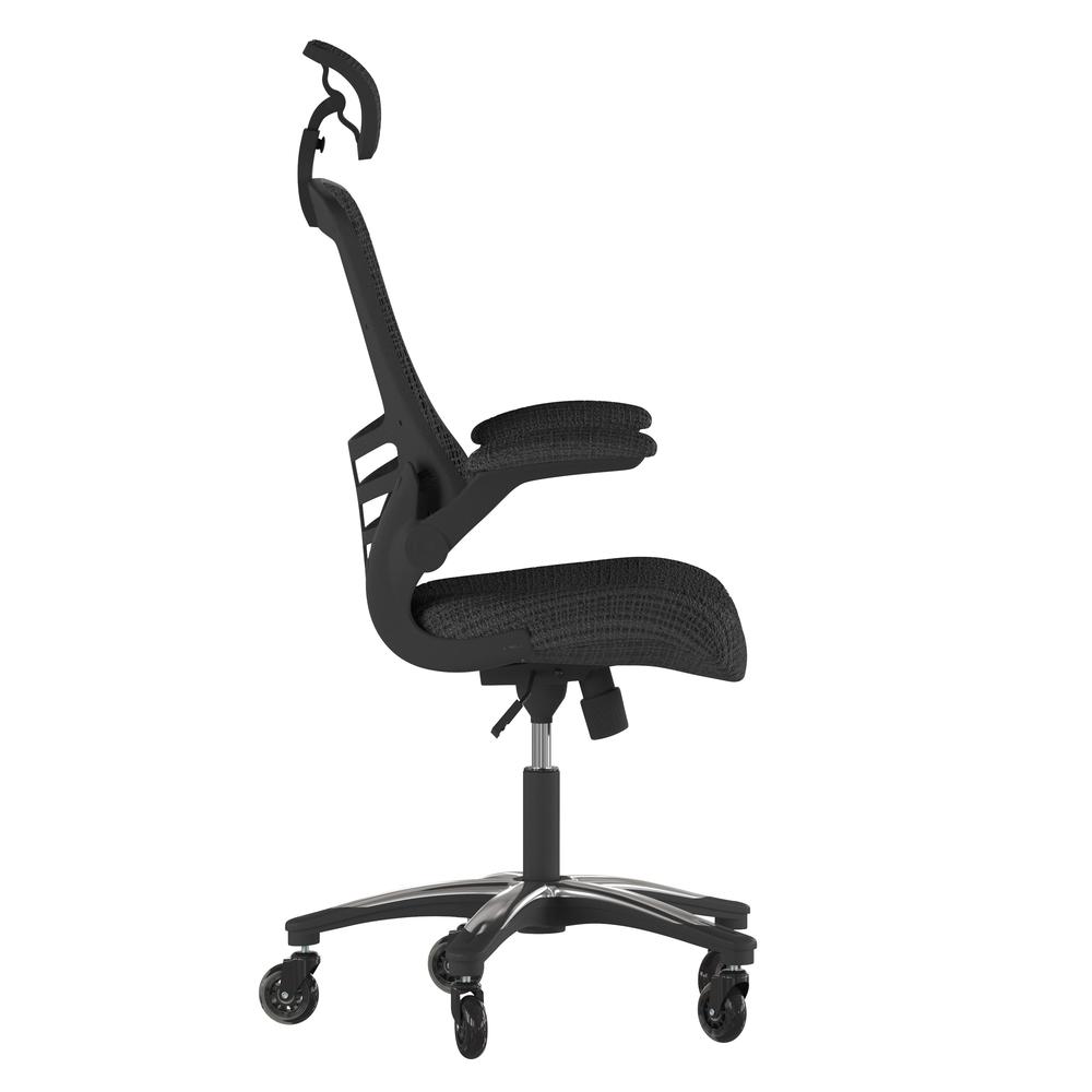 High-Back Black Mesh Swivel Executive Office Chair. Picture 8