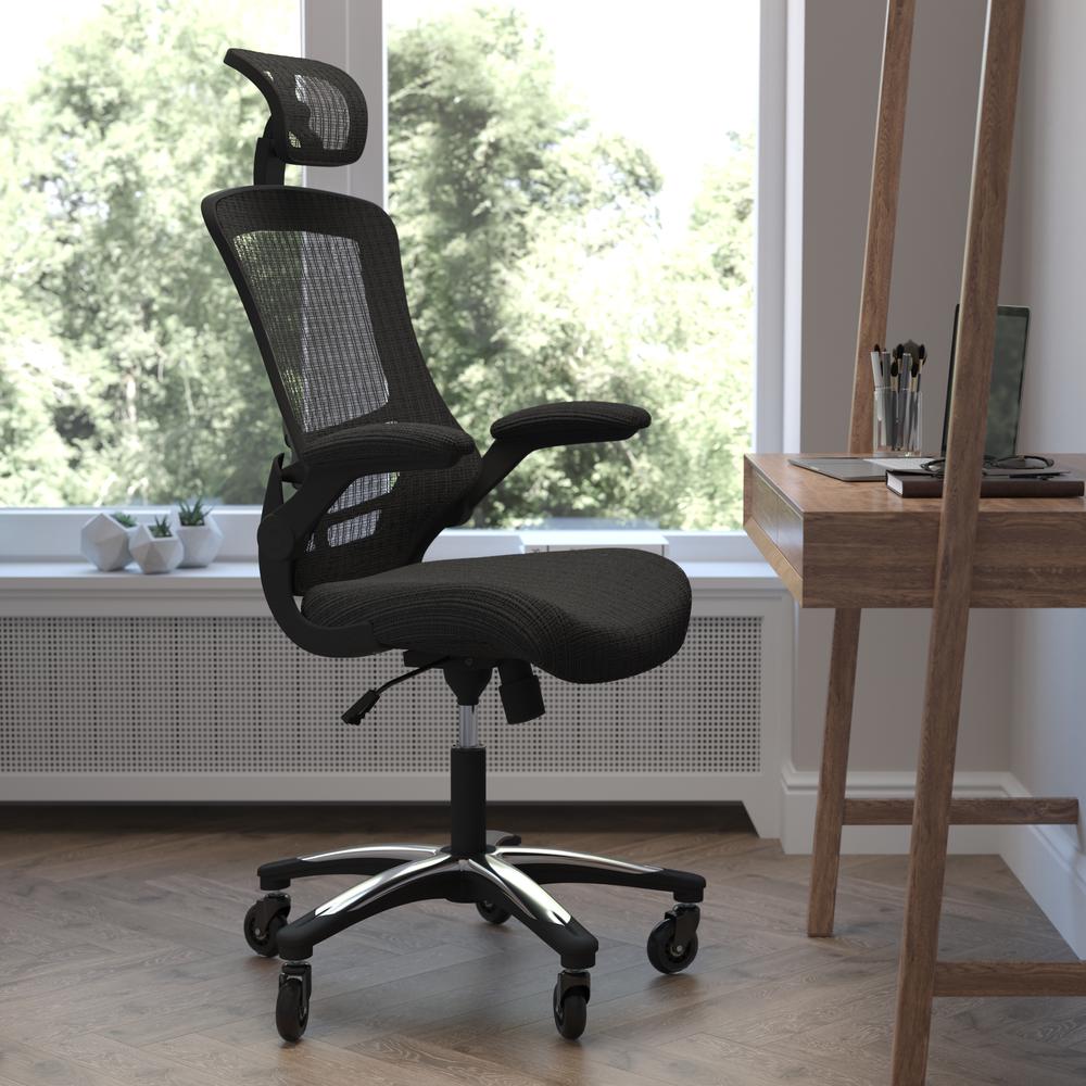 High-Back Black Mesh Swivel Executive Office Chair. Picture 1