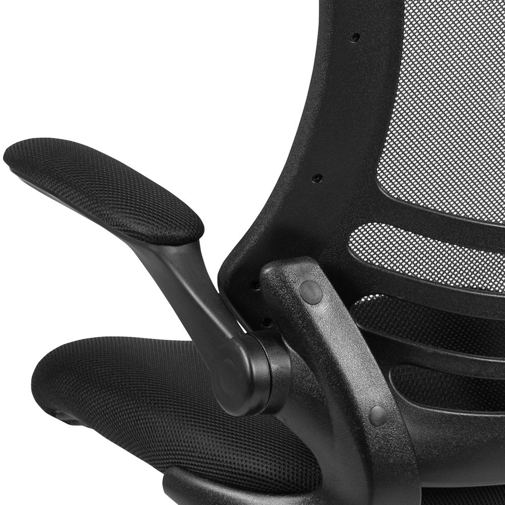 Mid-Back Black Mesh Swivel Ergonomic Task Office Chair with Flip-Up Arms, BIFMA Certified. Picture 8