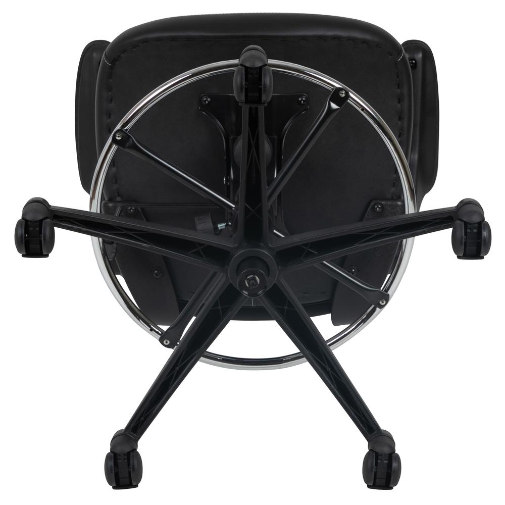 Mid-Back Black Mesh Ergonomic Drafting Chair with LeatherSoft Seat, Adjustable Foot Ring and Flip-Up Arms. Picture 10