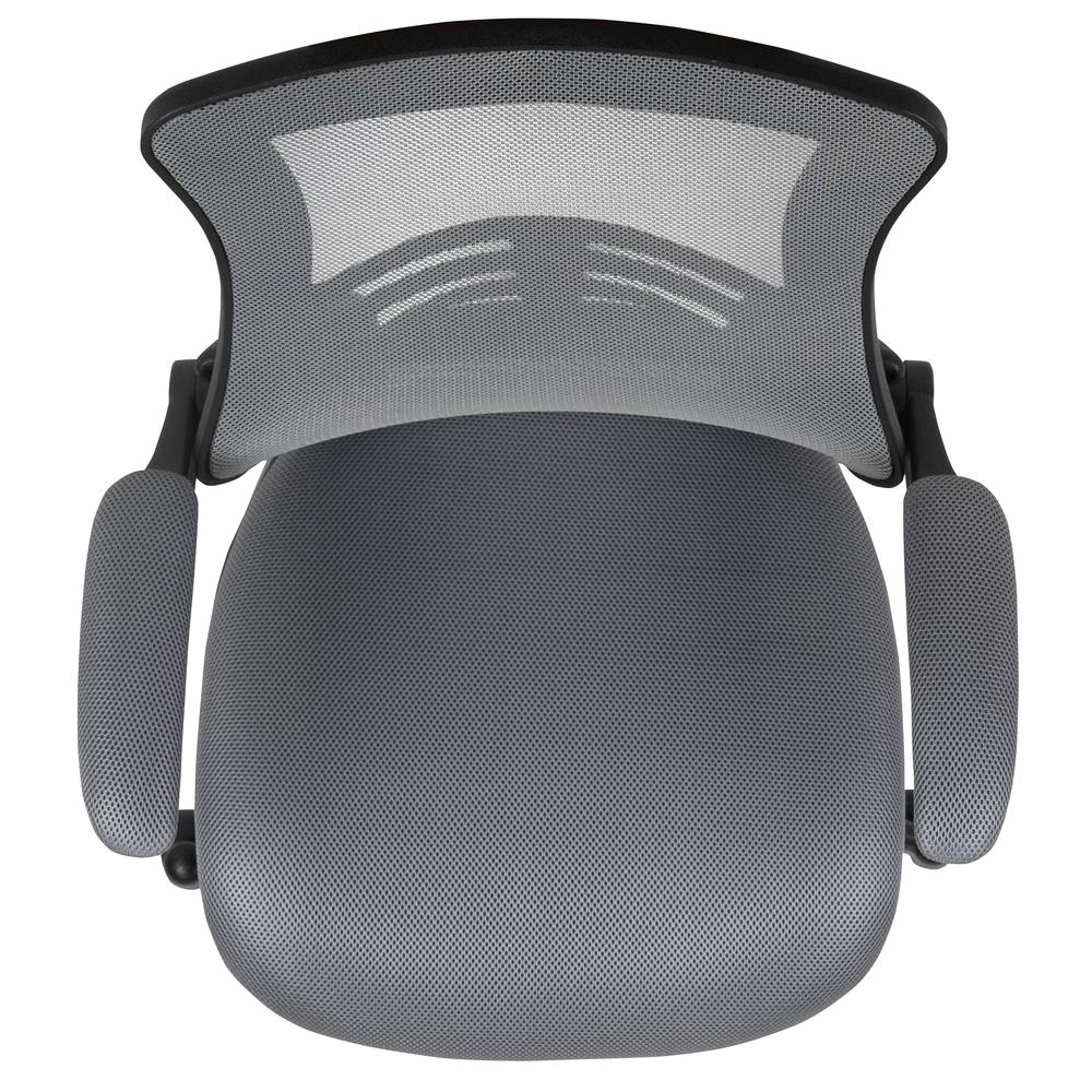Mid Back Dark Gray Mesh Ergonomic Drafting Chair with Adjustable Foot Ring and Flip-Up Arms. Picture 9
