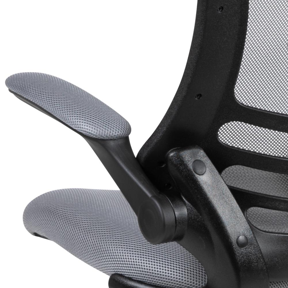 Mid-Back Dark Gray Mesh Swivel Ergonomic Task Office Chair with Flip-Up Arms. Picture 8