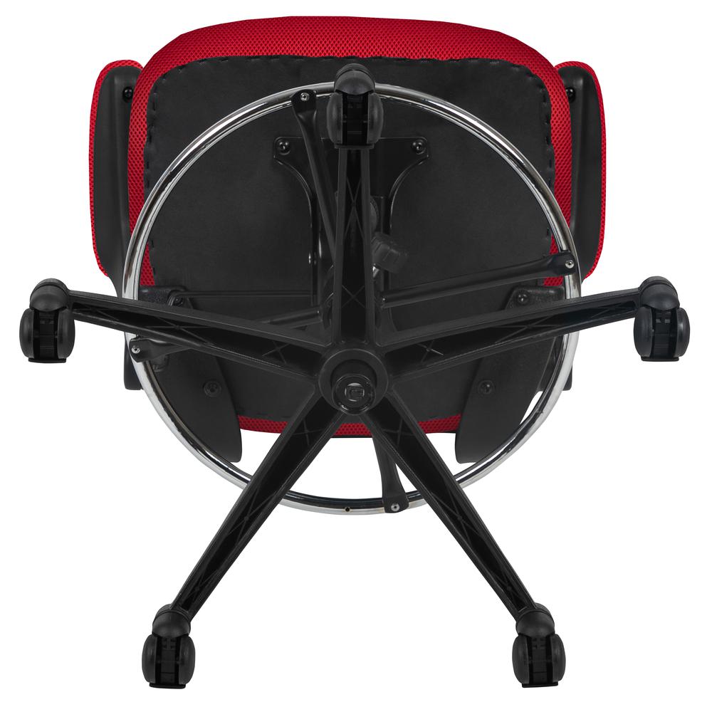 Mid-Back Red Mesh Ergonomic Drafting Chair with Adjustable Foot Ring and Flip-Up Arms. Picture 10