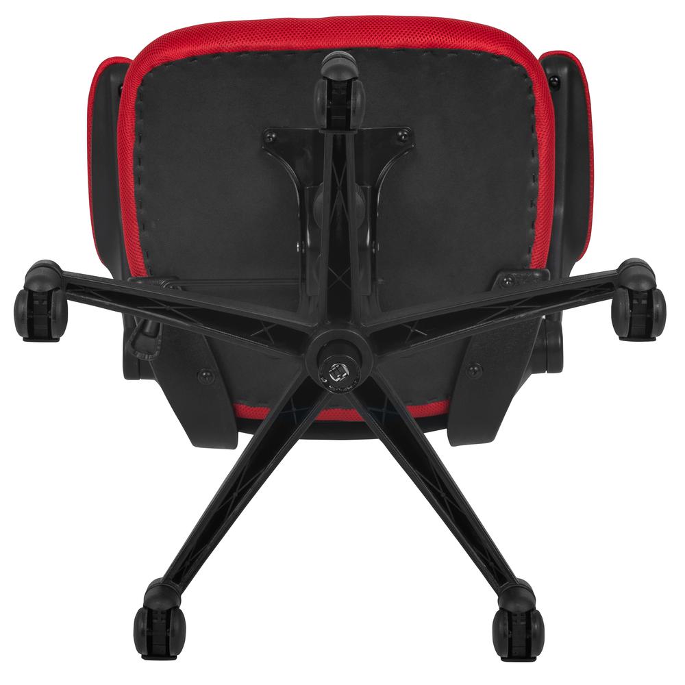 Mid-Back Red Mesh Swivel Ergonomic Task Office Chair with Flip-Up Arms. Picture 10