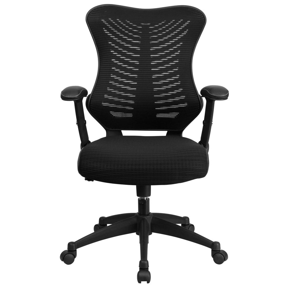High Back Designer Black Mesh Executive Swivel Ergonomic Office Chair with Adjustable Arms. Picture 5
