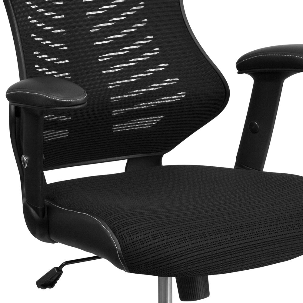 High Back Designer Black Mesh Executive Swivel Ergonomic Office Chair with Adjustable Arms. Picture 7
