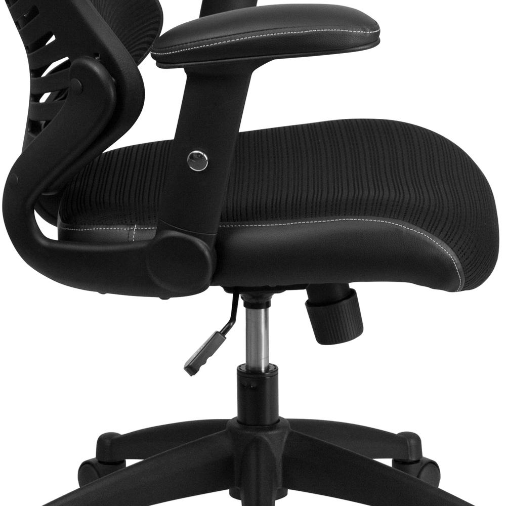 High Back Designer Black Mesh Executive Swivel Ergonomic Office Chair with Adjustable Arms. Picture 8