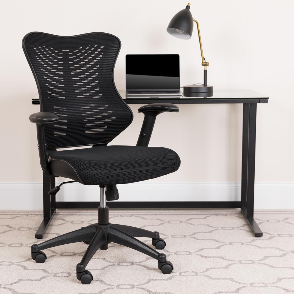 High Back Designer Black Mesh Executive Swivel Ergonomic Office Chair with Adjustable Arms. Picture 9