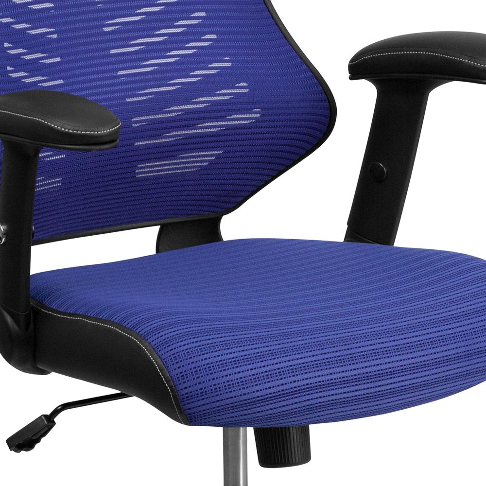 High Back Designer Blue Mesh Executive Swivel Ergonomic Office Chair with Adjustable Arms. Picture 7