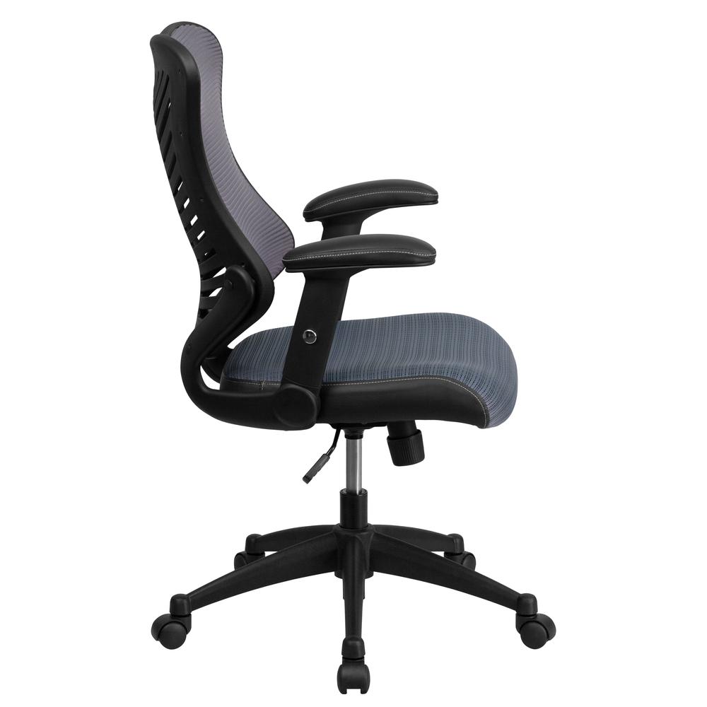 High Back Designer Gray Mesh Executive Swivel Ergonomic Office Chair with Adjustable Arms. Picture 3
