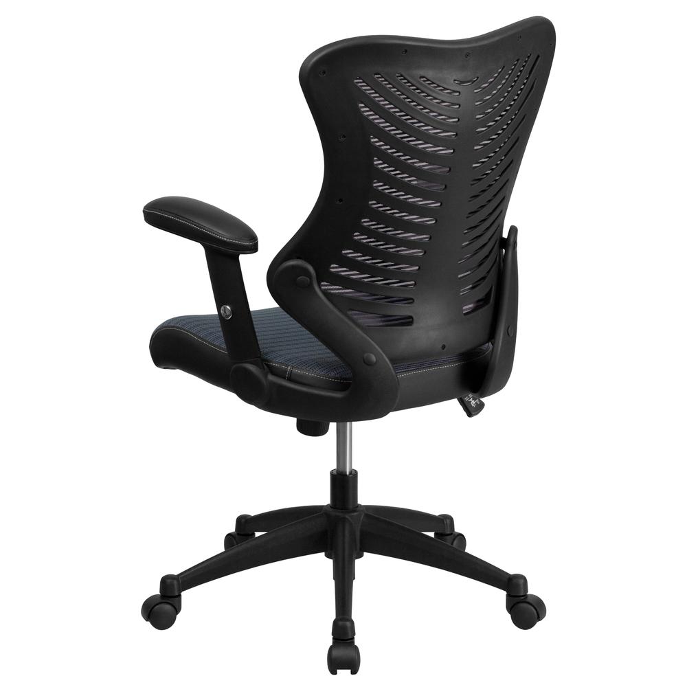 High Back Designer Gray Mesh Executive Swivel Ergonomic Office Chair with Adjustable Arms. Picture 4