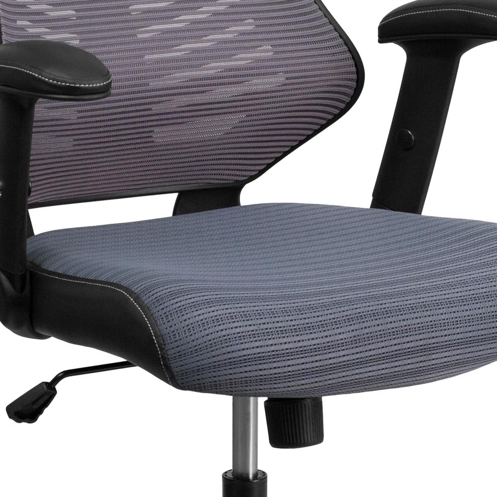 High Back Designer Gray Mesh Executive Swivel Ergonomic Office Chair with Adjustable Arms. Picture 7
