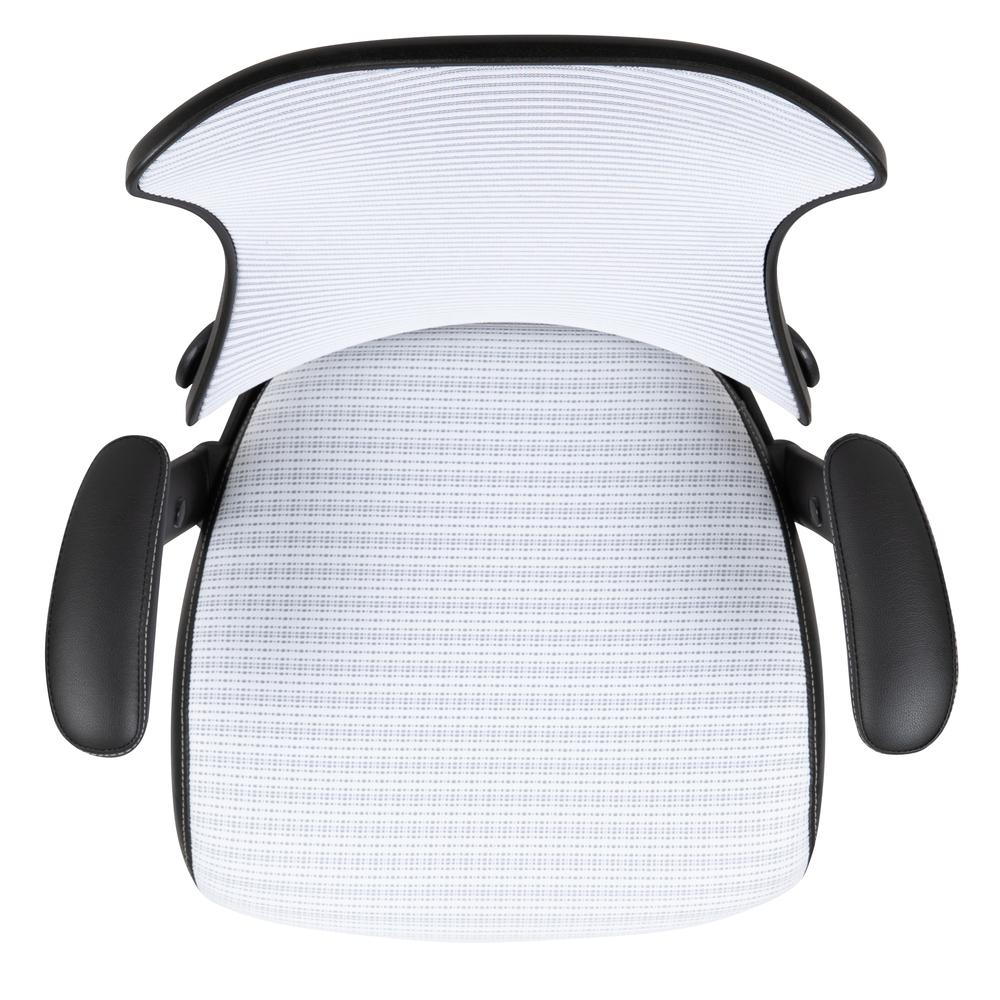 High Back Designer White Mesh Executive Swivel Ergonomic Office Chair with Adjustable Arms. Picture 9