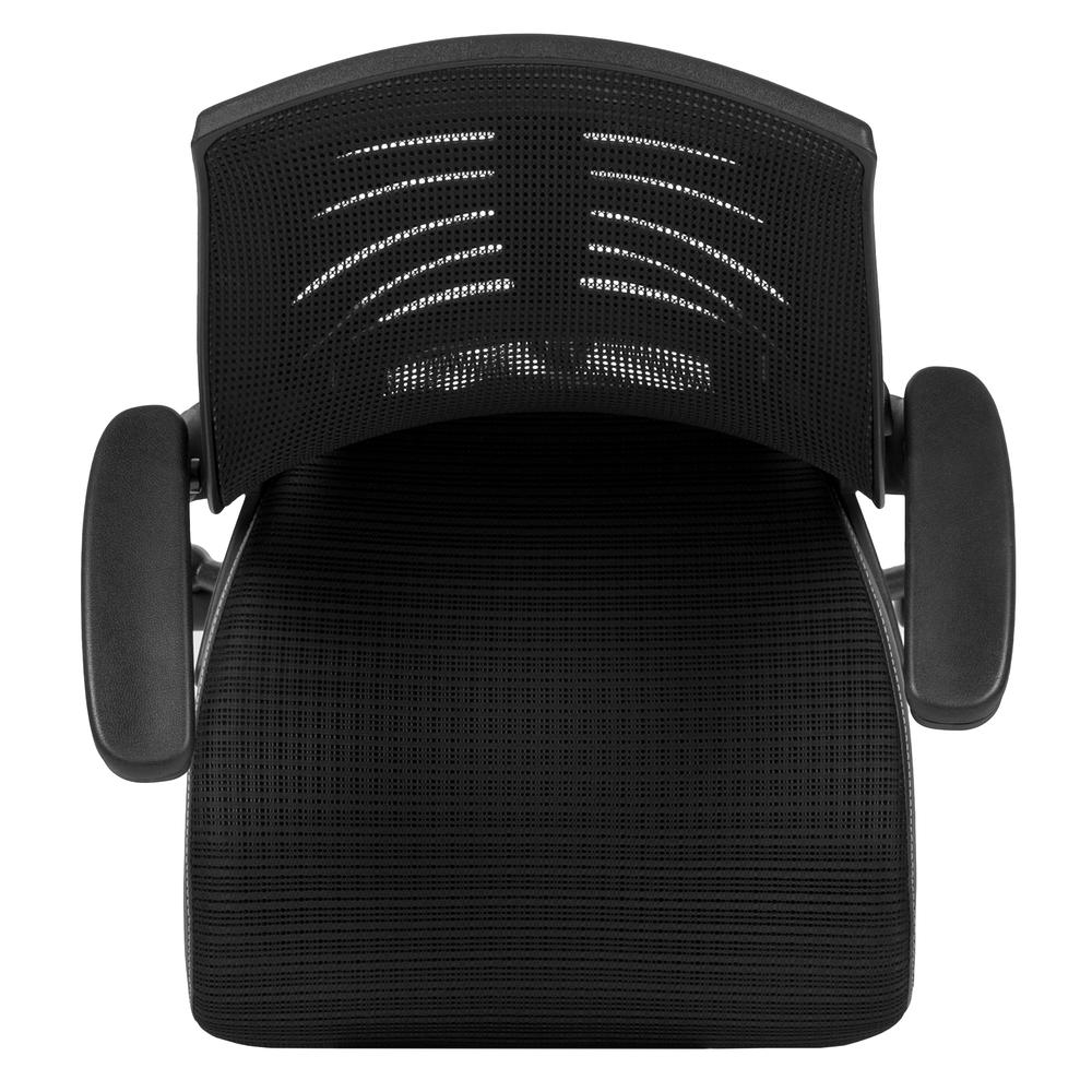 High Back Black Mesh Spine-Back Ergonomic Drafting Chair with Adjustable Foot Ring and Adjustable Flip-Up Arms. Picture 9