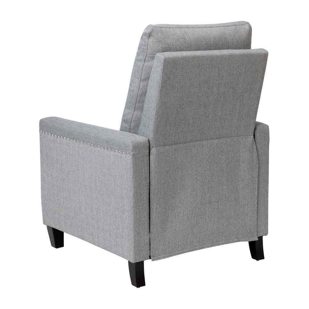 Push Back Recliner Chair - Pillow Back Recliner - Light Gray Fabric Upholstery. Picture 6