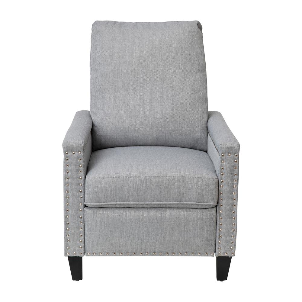 Push Back Recliner Chair - Pillow Back Recliner - Light Gray Fabric Upholstery. Picture 9