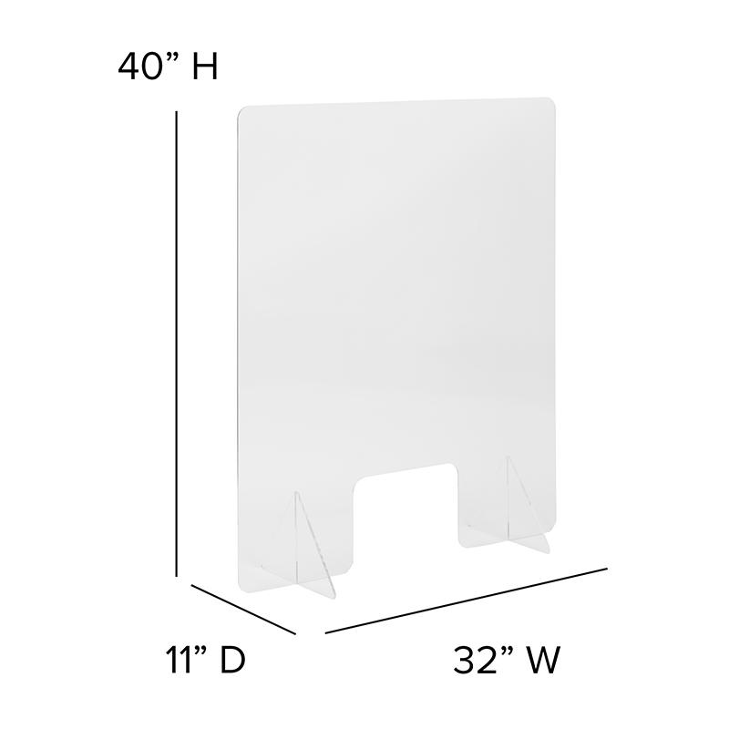 Acrylic Free-Standing Register Shield / Sneeze Guard, 32"H x 40"L. Picture 5