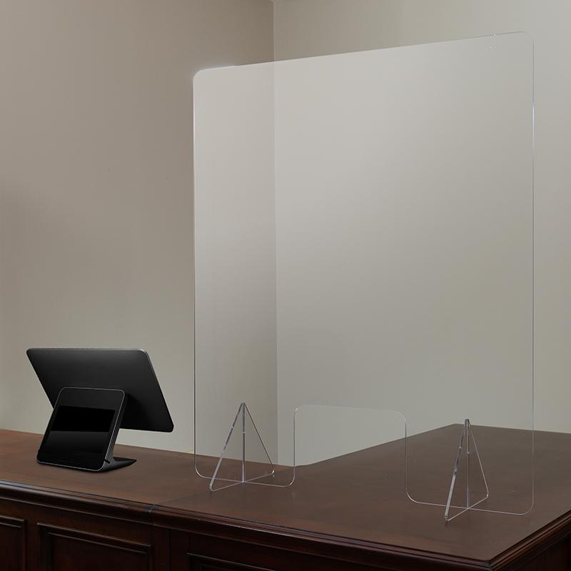 Acrylic Free-Standing Register Shield / Sneeze Guard, 32"H x 40"L. The main picture.