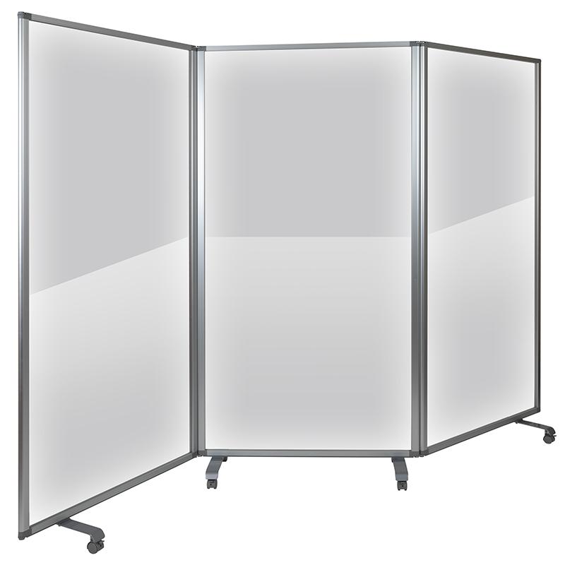 Acrylic Mobile Partition with Lockable Casters, 72"H x 36"L. Picture 2