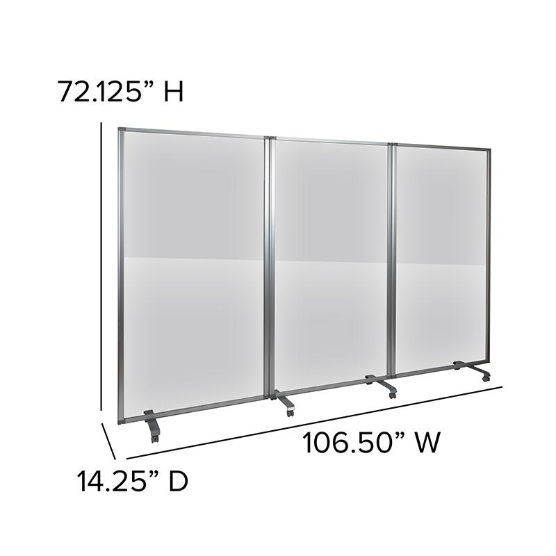 Acrylic Mobile Partition with Lockable Casters, 72"H x 36"L. Picture 5