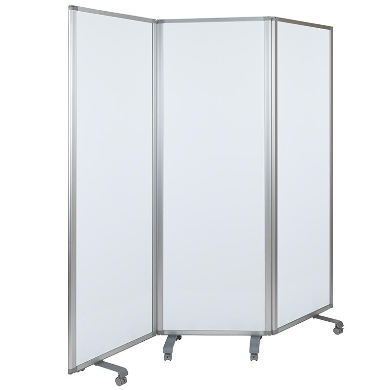 Mobile Magnetic Whiteboard Partition with Lockable Casters, 72"H x 24"W. Picture 2